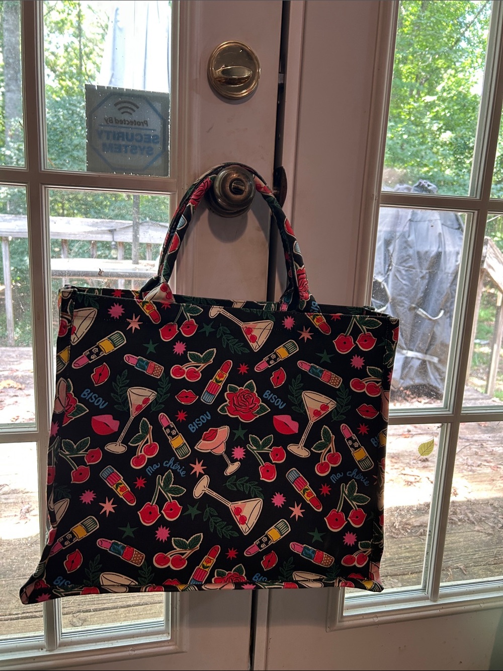 Viral TikTok Black Graphic Cocktail & Cherry Tote Bag TJ MAXX